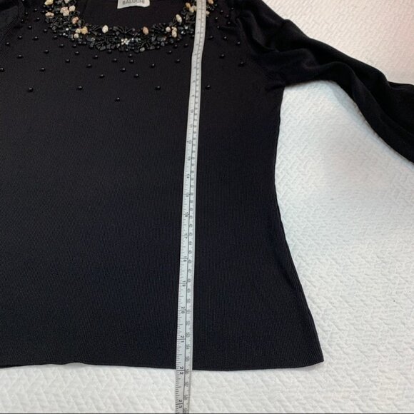 RARE! Vintage Baluchi🖤Black Sweater Bead/Shell Detail Long Sleeve Lightweight … - Picture 6 of 10